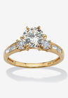 Yellow Gold over Sterling Silver Engagement Ring Cubic Zirconia (2 1/7 cttw TDW), SILVER, hi-res image number null