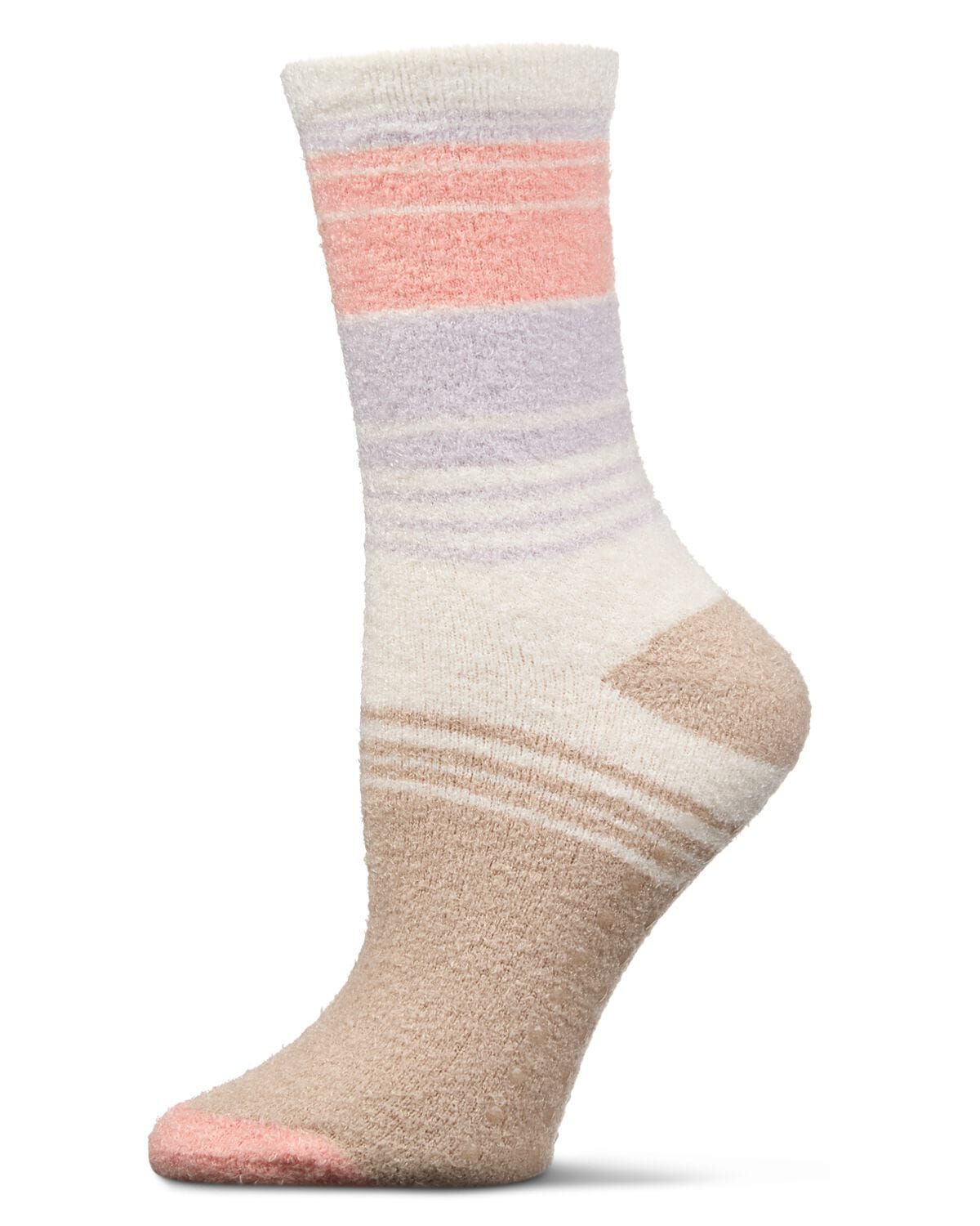 Women&#39;s Stripes Aloe Infused Crew Socks, CEMENT, hi-res image number 0