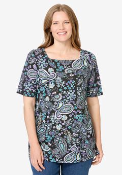 Plus Size Black Graphic Tees