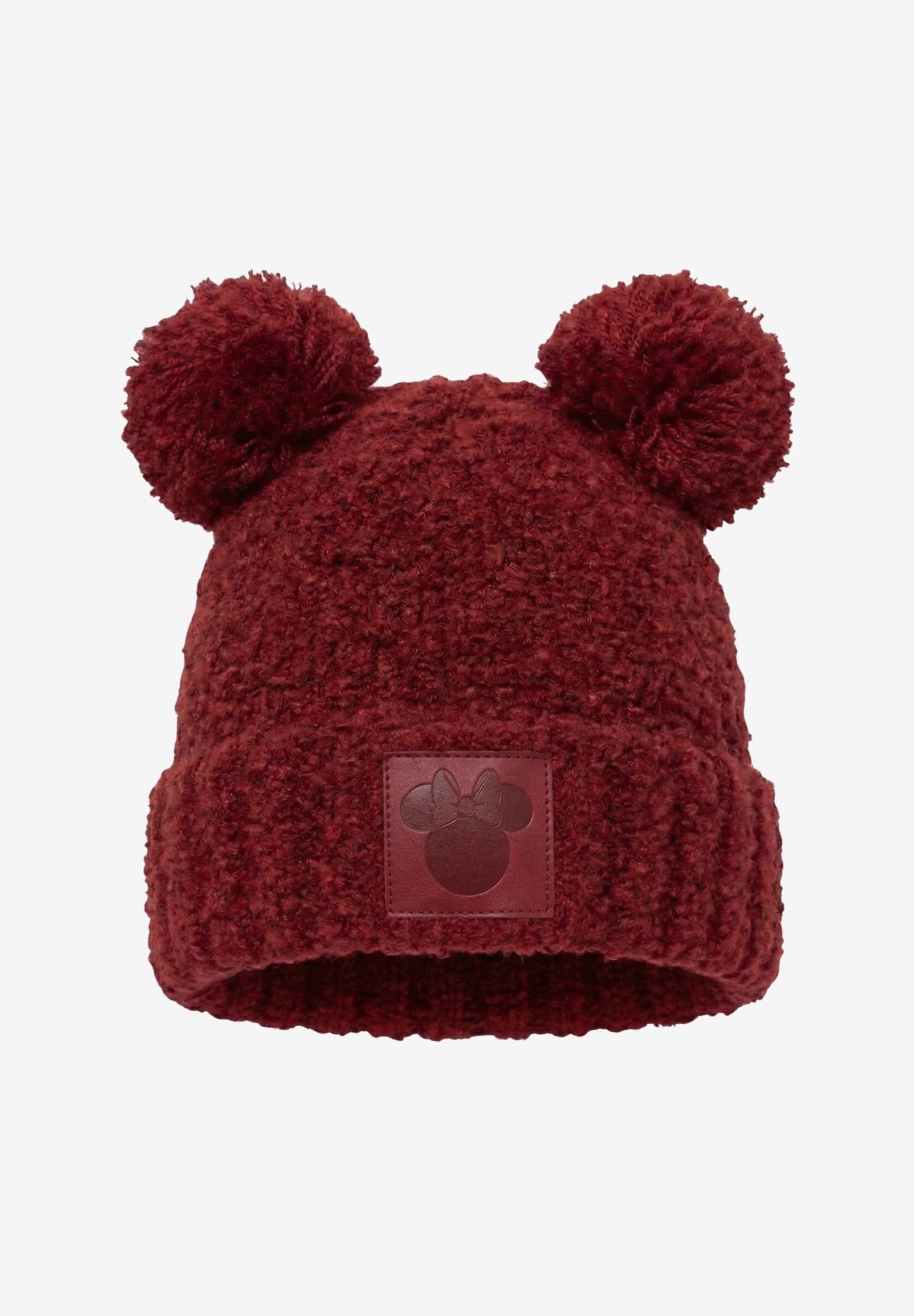 Disney Minnie Mouse Double Pom Beanie Fuzzy Knit Winter Hat