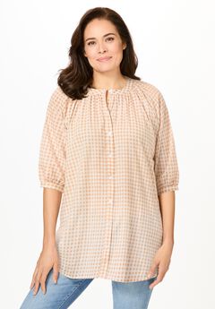 Three-Quarter Sleeve Full Placket Blouse