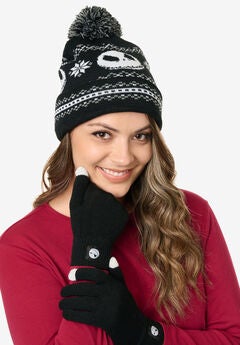 Nightmare Before Christmas Knit Beanie Hat & Touch Screen Gloves