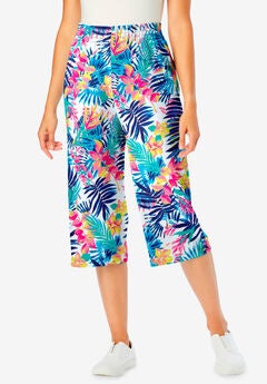 Elastic-Waist Knit Capri Pant