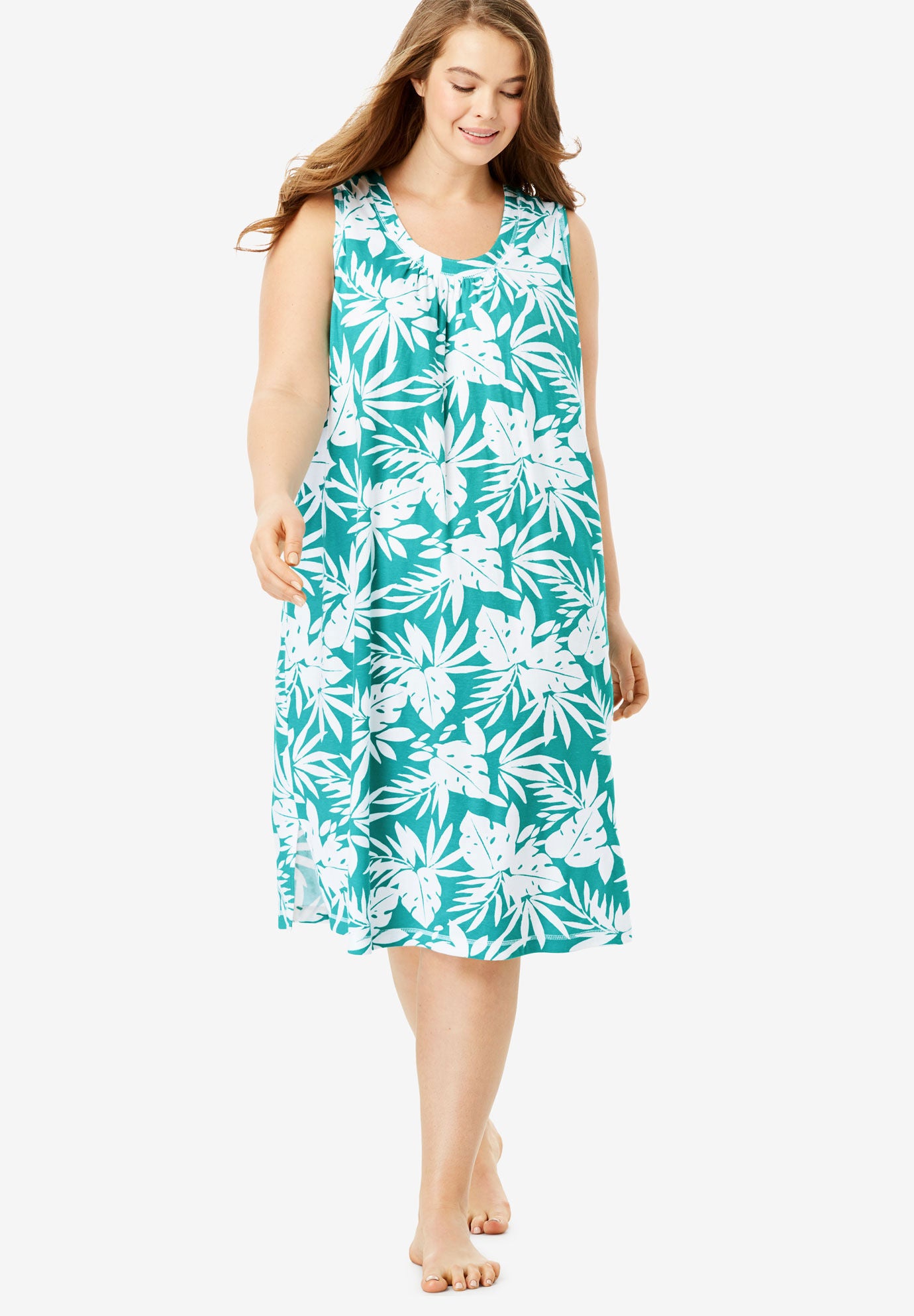 Short Knit Lounger Plus Size Sleeveless A Line Woman Within