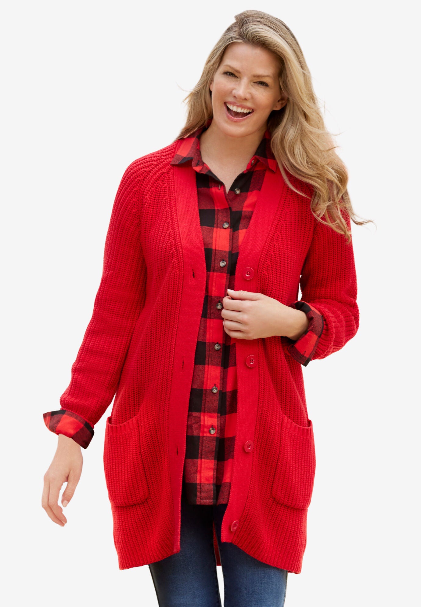 Woman within shaker cardigan top