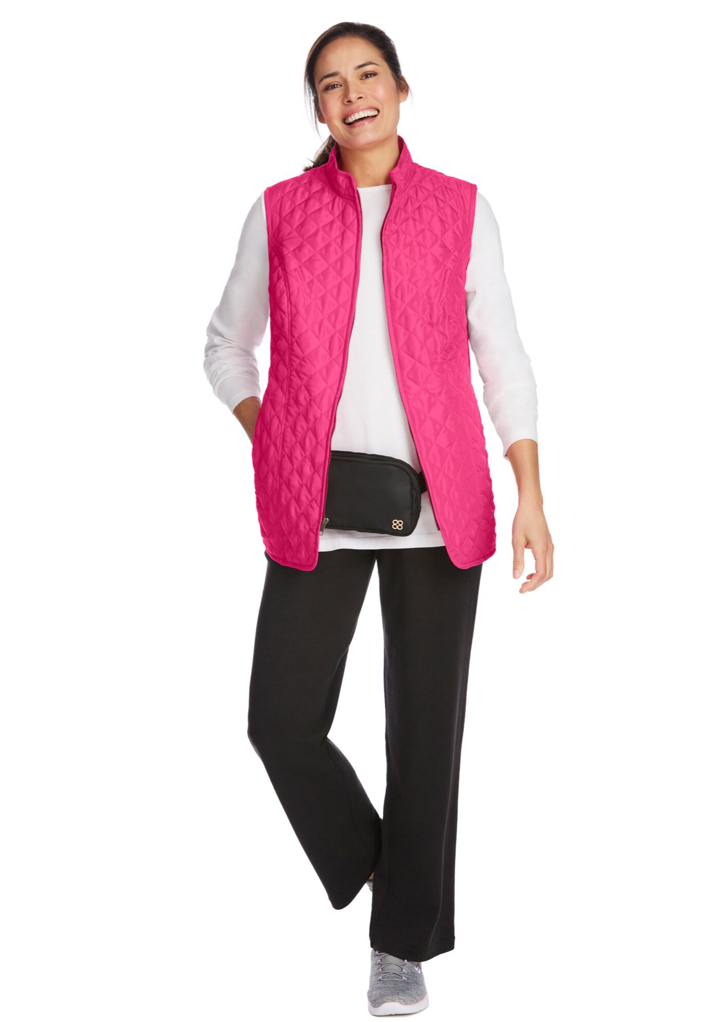Zip-Front Quilted Vest, , alternate image number 3