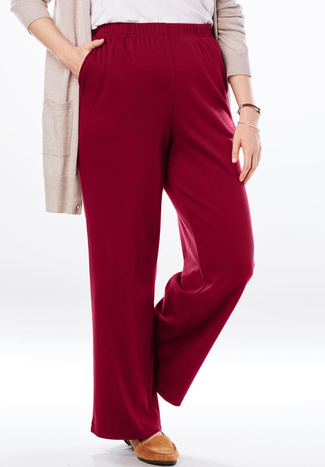 woman within wide leg pants