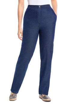 Straight-Leg All-Cotton Denim Pull-On 7-Day Elastic-Waist Jeans