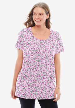 Perfect Printed Short-Sleeve Scoopneck Tee