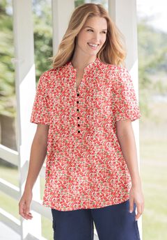 Pintucked Half-Button Tunic