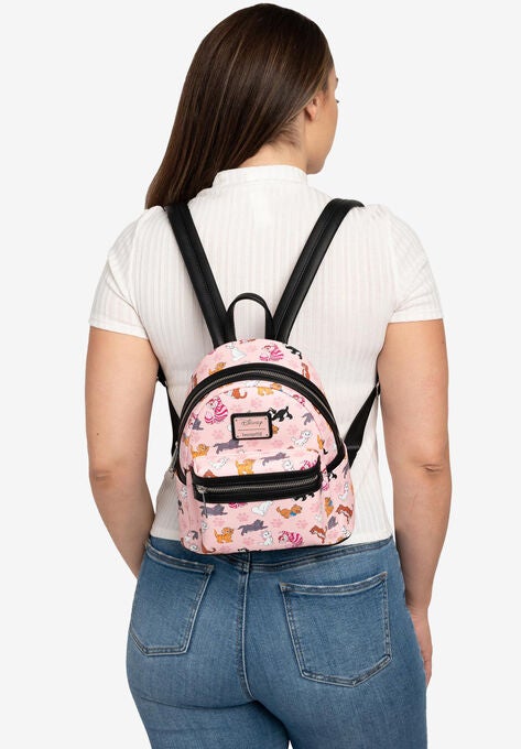 Loungefly x Disney Cats Mini Backpack Handbag All-Over Print Cheshire Marie, , alternate image number null