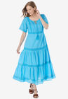 Crochet Trim Tassel-Tie Dress, PARADISE BLUE, hi-res image number null