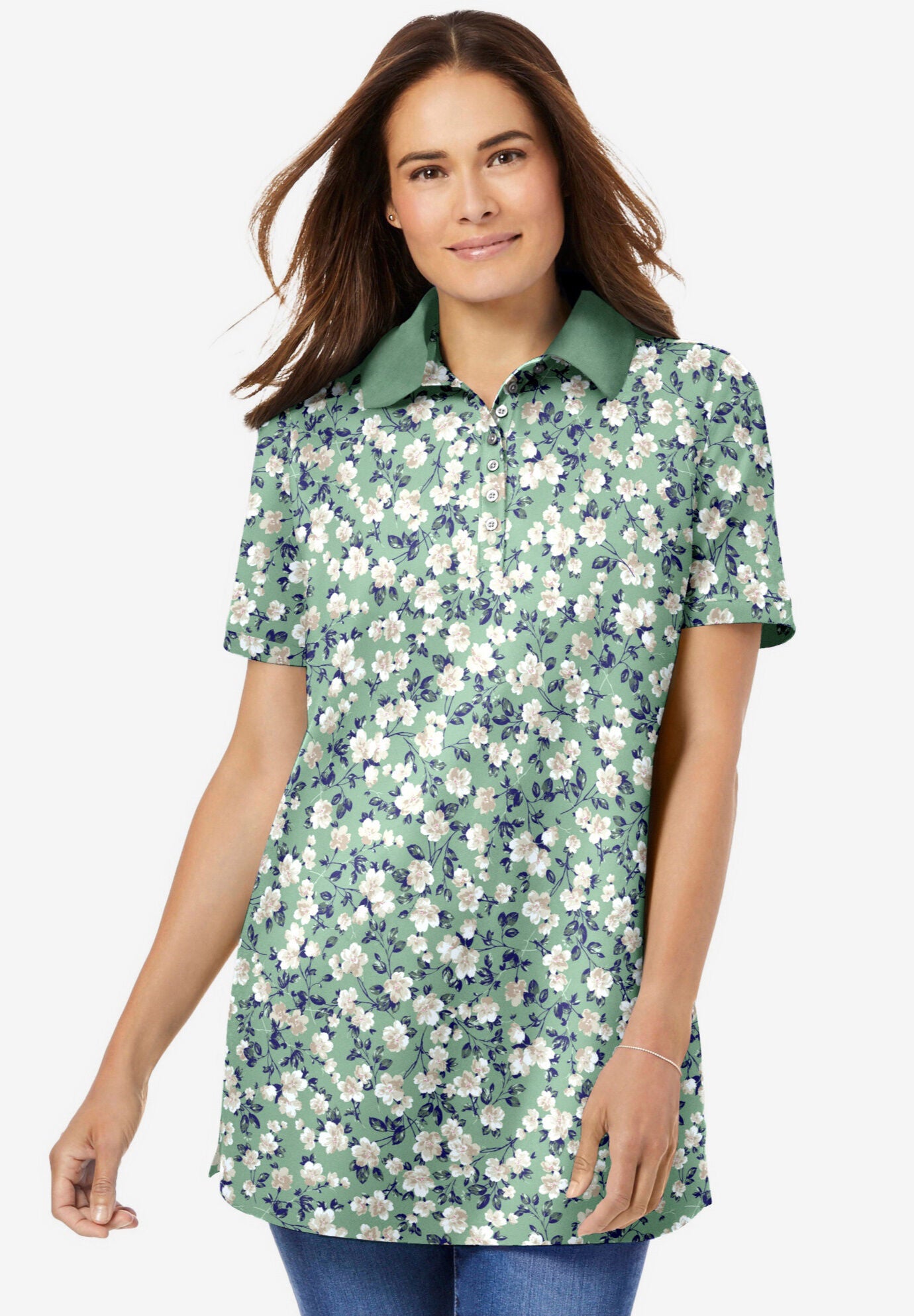 Perfect Short Sleeve Polo Shirt Woman Within