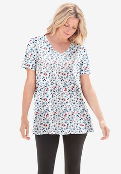 Perfect Printed Short-Sleeve V-Neck Tee