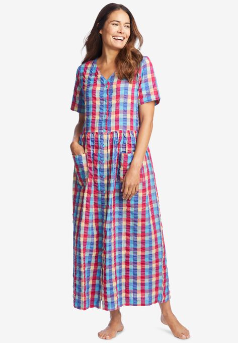 Long Seersucker Lounger, MULTI MADRAS PLAID, hi-res image number null