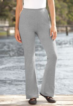 Stretch-Cotton Knit Pull-On Bootcut Leggings