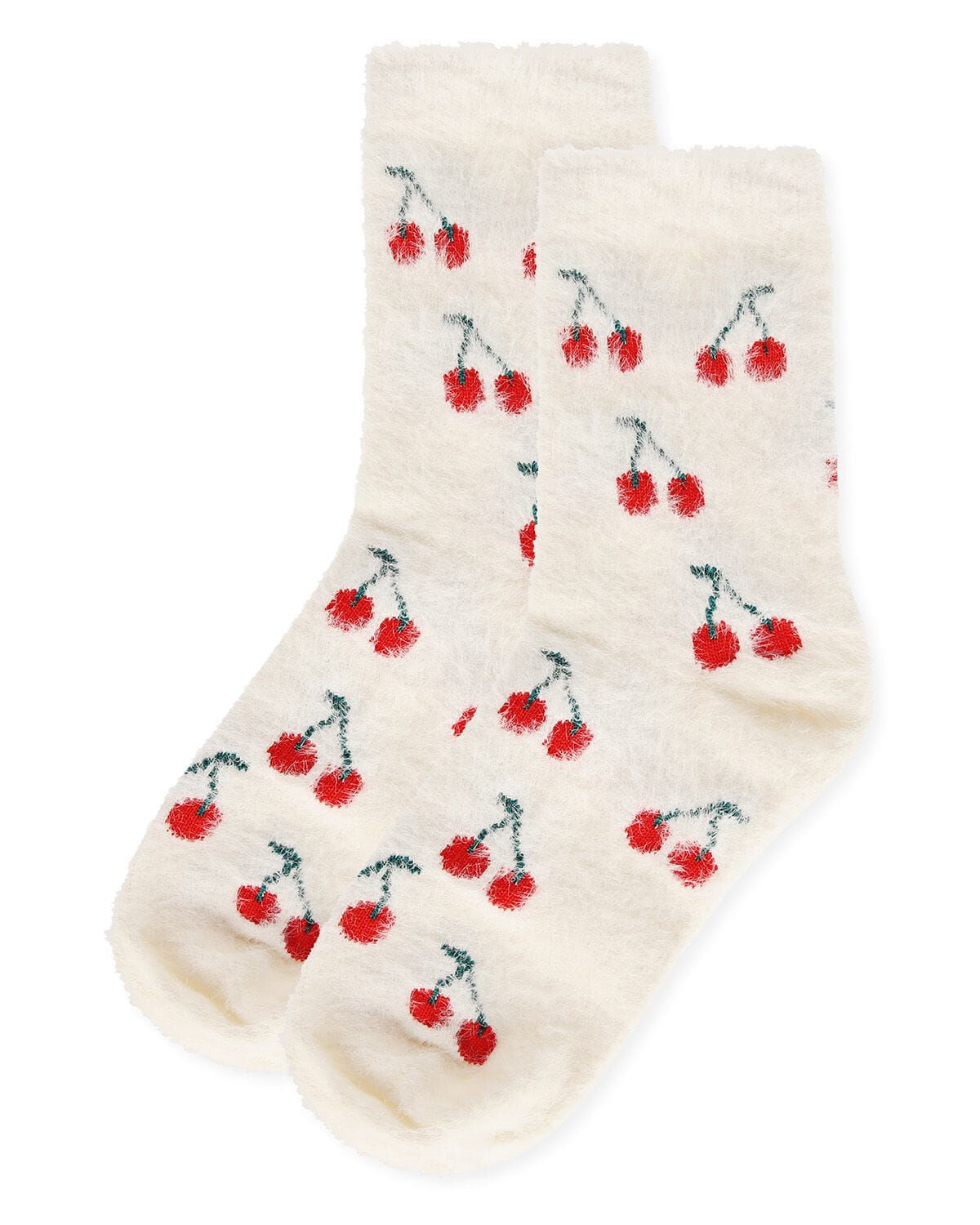 Women&#39;s Cherries Cozy Crew Socks, IVORY, alternate image number 2