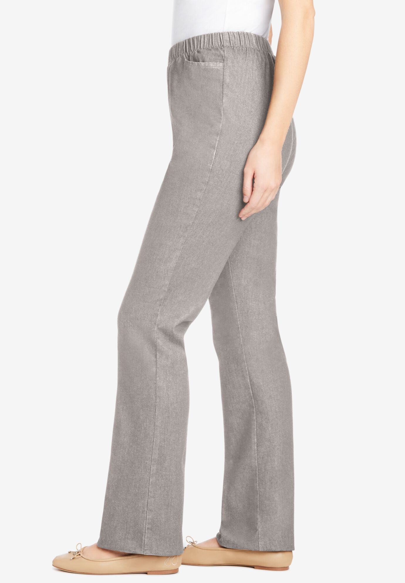 Fineline Stretch Denim Pull-On Bootcut Jeans, GREY DENIM, alternate image number 2