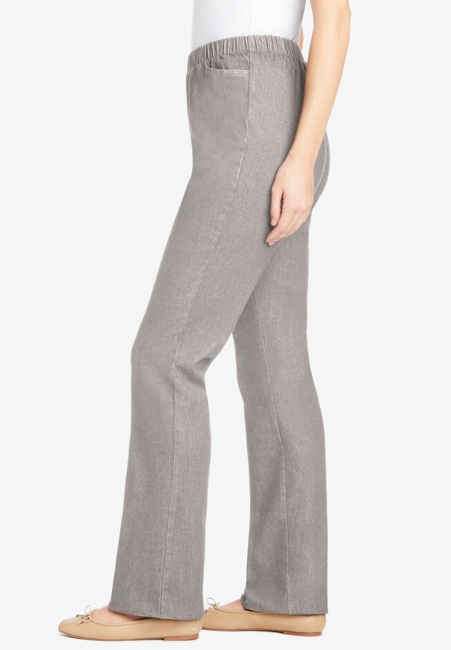 Fineline Stretch Denim Pull-On Bootcut Jeans, GREY DENIM, alternate image number 2