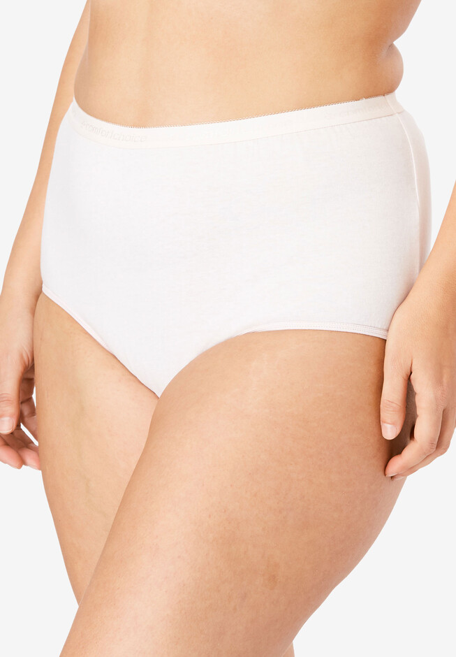 Hanes Women's Plus Size Cotton Brief Panty Multipack (12, White 10