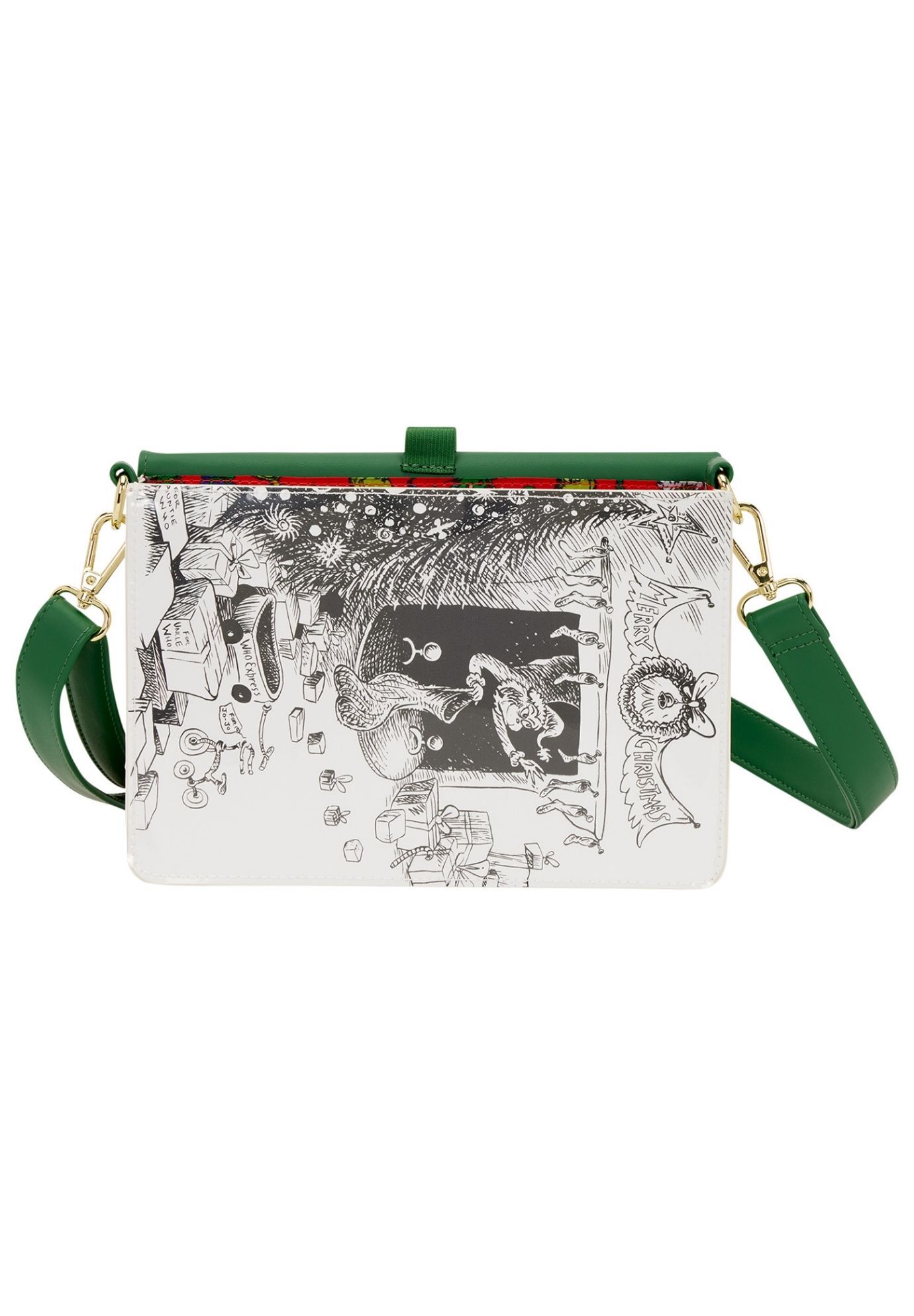 Loungefly x Dr. Seuss How the Grinch Stole Christmas! Holiday Color-In Crossbody Bag, GREEN, alternate image number 2