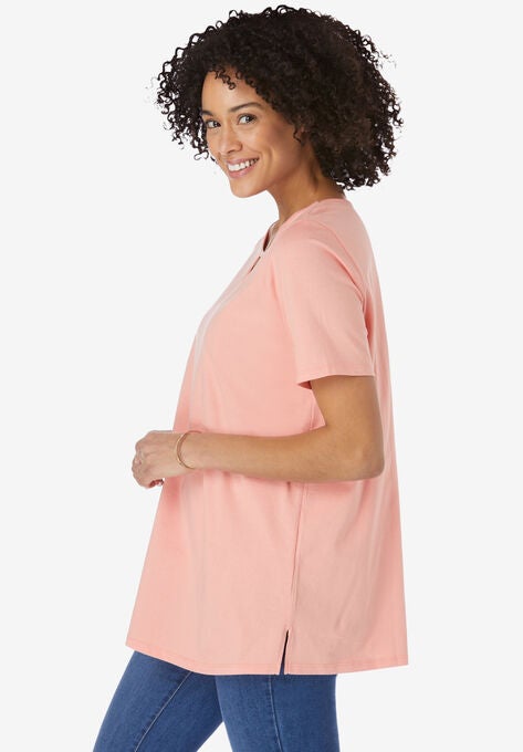 Perfect Short-Sleeve Keyhole Tee, , alternate image number null