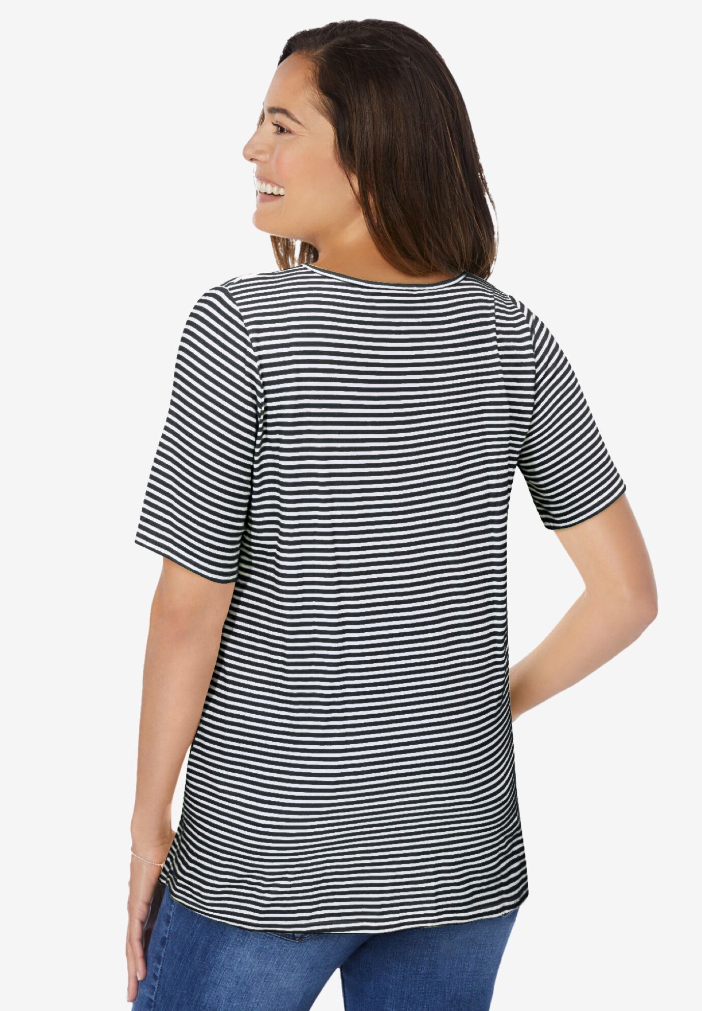 Striped Tee, BLACK MINI STRIPE, on-hover image number 1