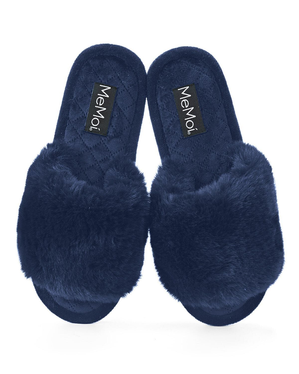 The Bette Plush Open-Toe Slipper, NAVY, alternate image number 1
