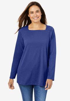Perfect Long-Sleeve Square-Neck Tee