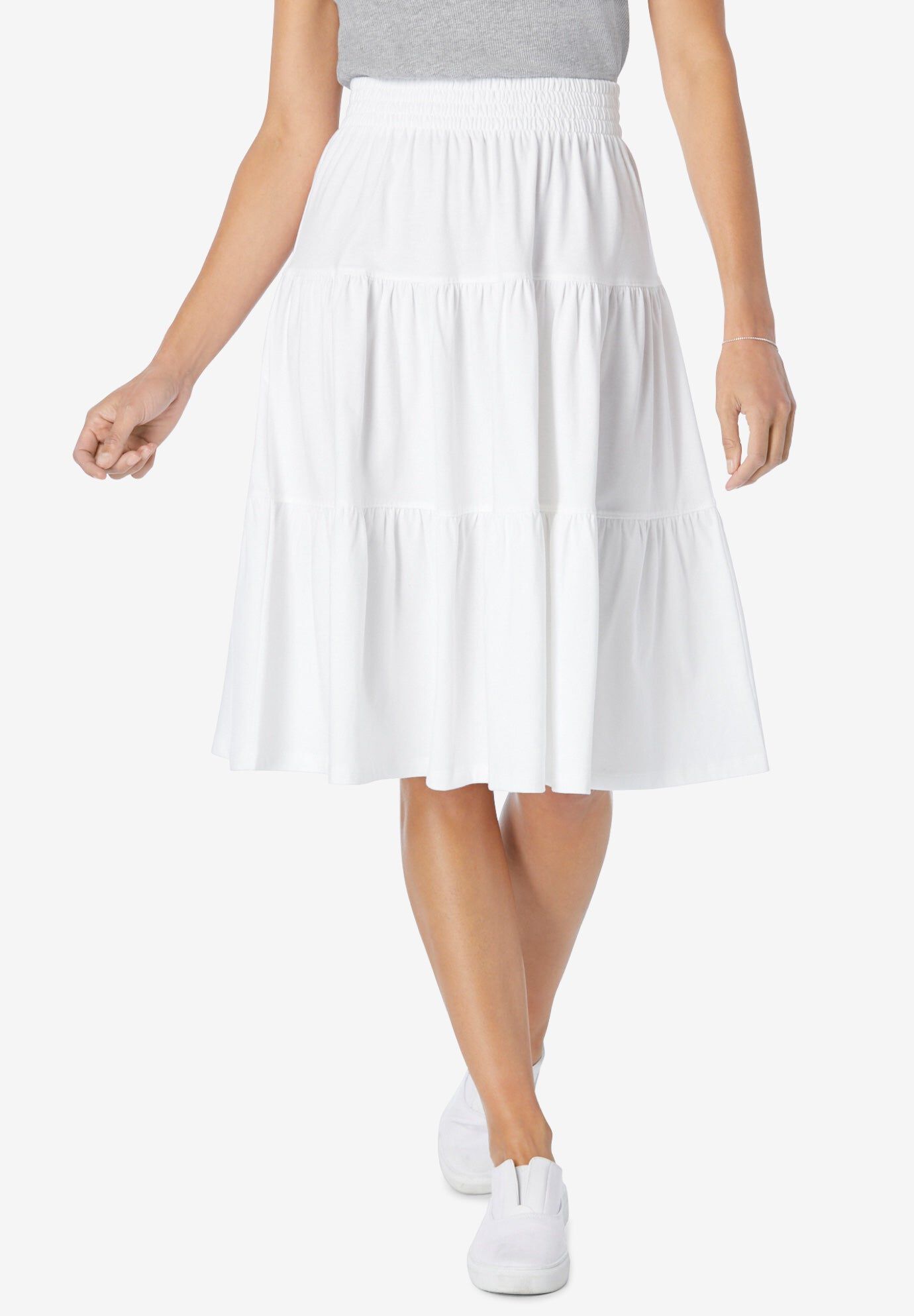 Elastic-Waist Knit Tiered Skirt