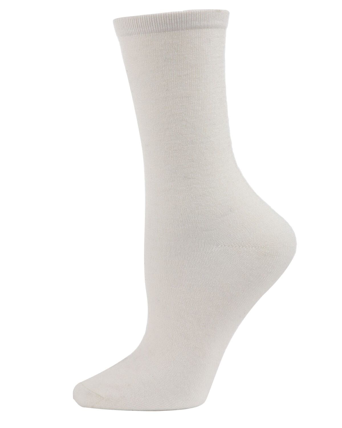 Women's Solid Soft Flat Knit Cashmere Blend Crew Sock, IVORY, hi-res image number 0