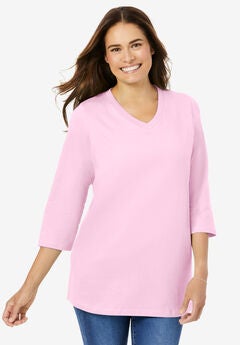 Perfect Three-Quarter Sleeve V-Neck Tee