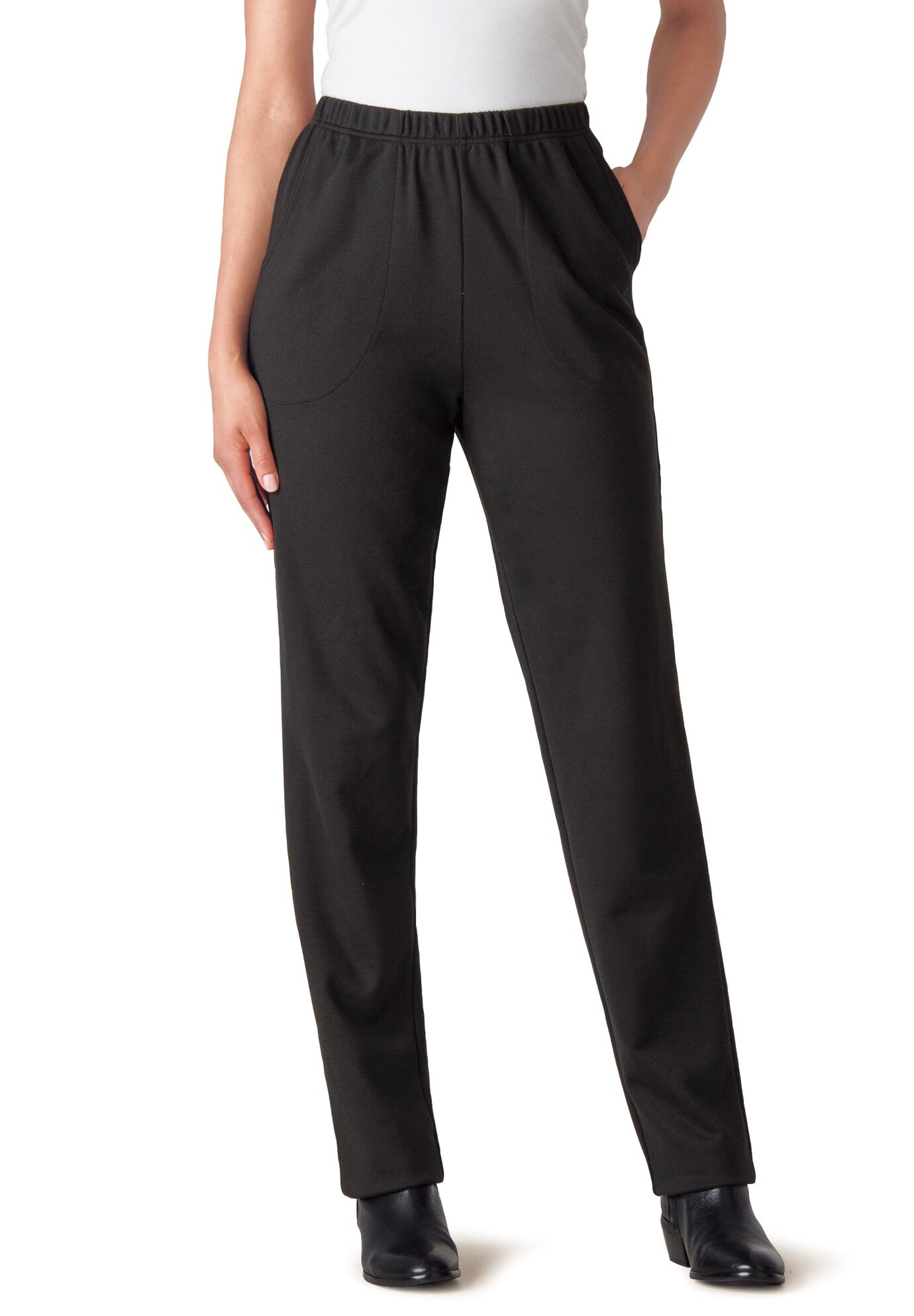 Woman Within Womens Plus Size Tall Straight Leg Ponte Knit Pant