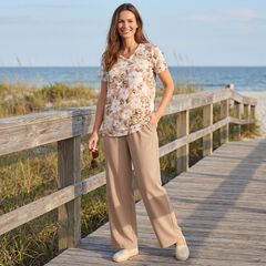 7-Day Wide-Leg Elastic-Waist Stretchy Knit Pant
