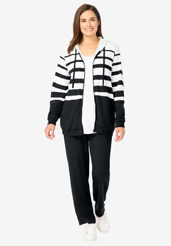 Striped Full Zip Jacket Set