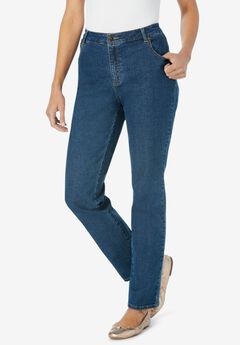 Stretch Denim 5-Pocket Straight-Leg Jeans