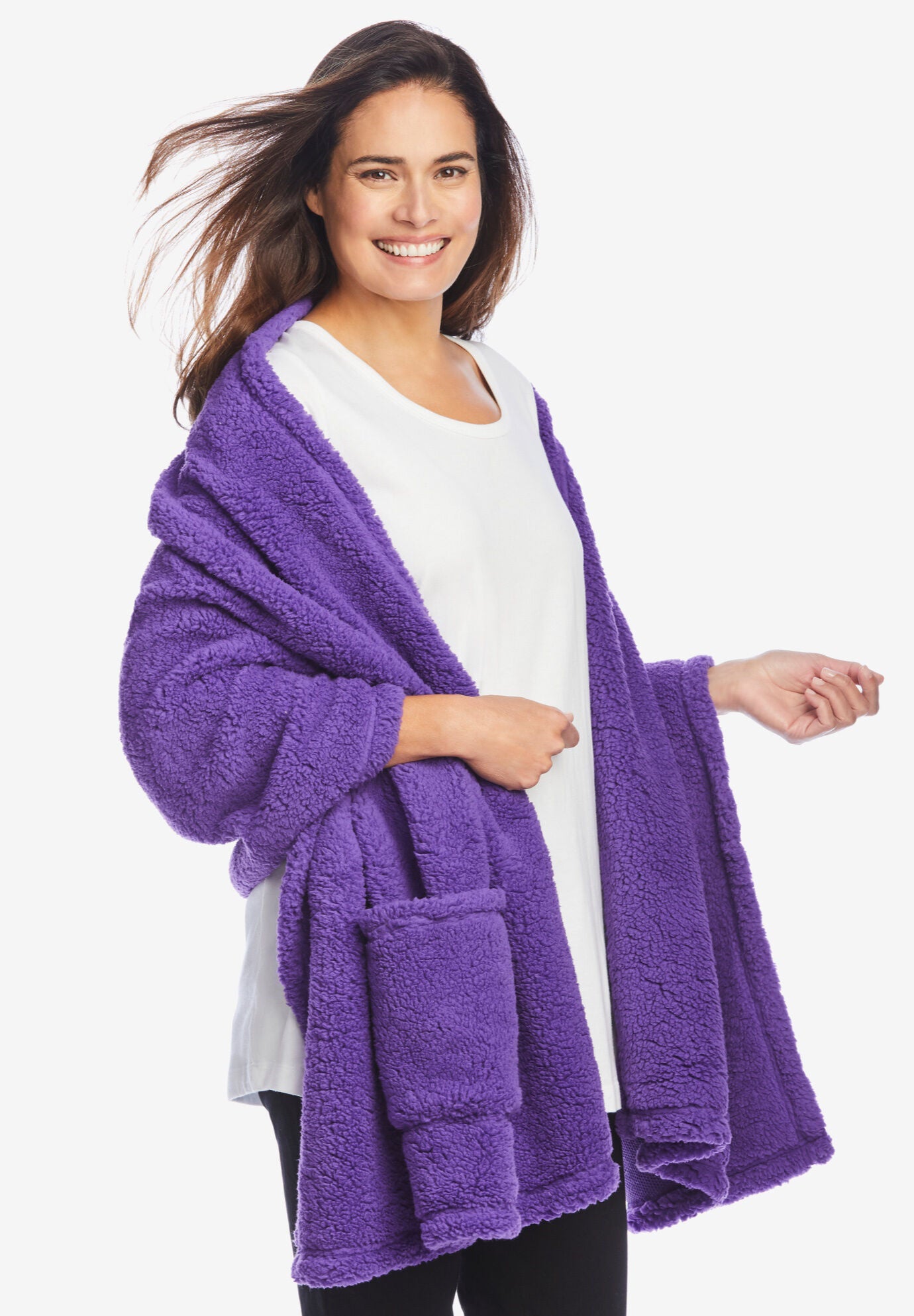 Drape Over Sherpa Wrap Woman Within