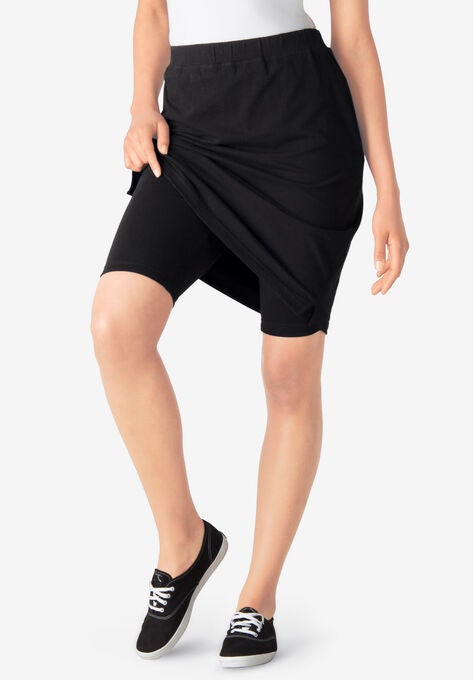 Stretch Cotton Skort, BLACK, hi-res image number null