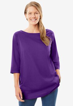 Perfect Three-Quarter Sleeve Boatneck Tee