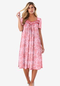 Short Silky Lace-Trim Gown