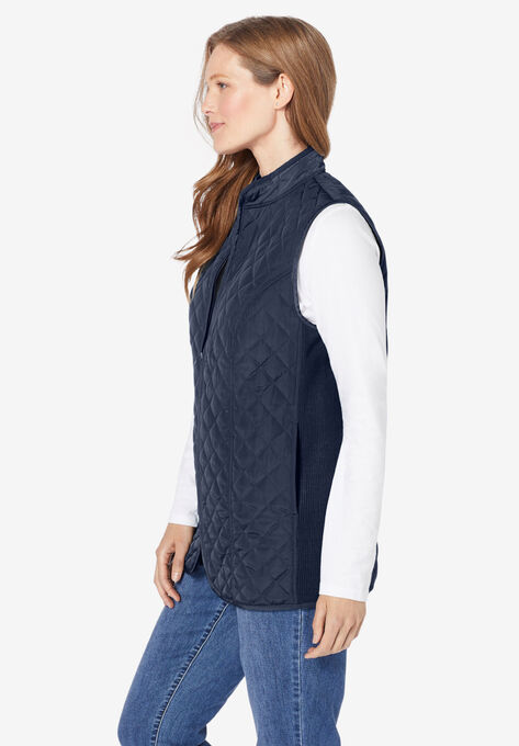Zip-Front Quilted Vest, , alternate image number null