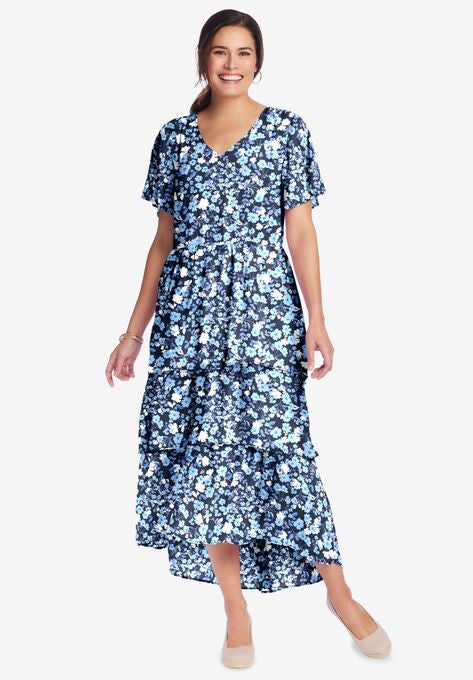 Tiered Dress, NAVY PRETTY GARDEN, hi-res image number null
