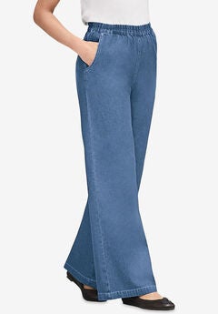 Perfect Elastic Waist Wide-Leg Denim Jean