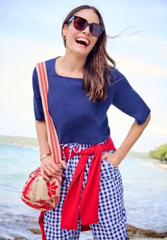 Perfect Elbow-Sleeve Square-Neck Tee