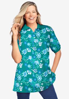 Elbow-Sleeve Polo Tunic