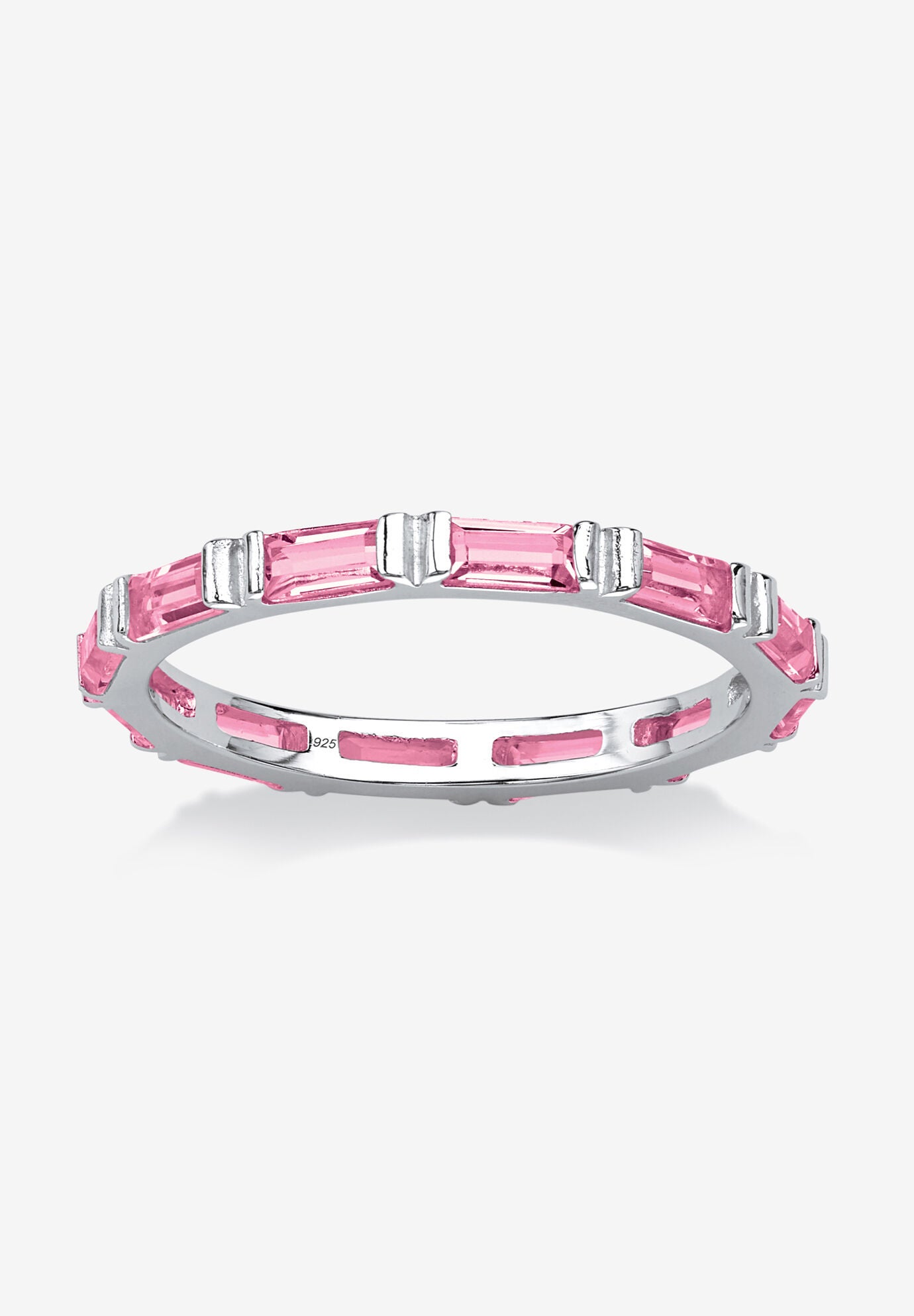 Sterling Silver Simulated Birthstone Eternity Ring, JUNE, hi-res image number 0