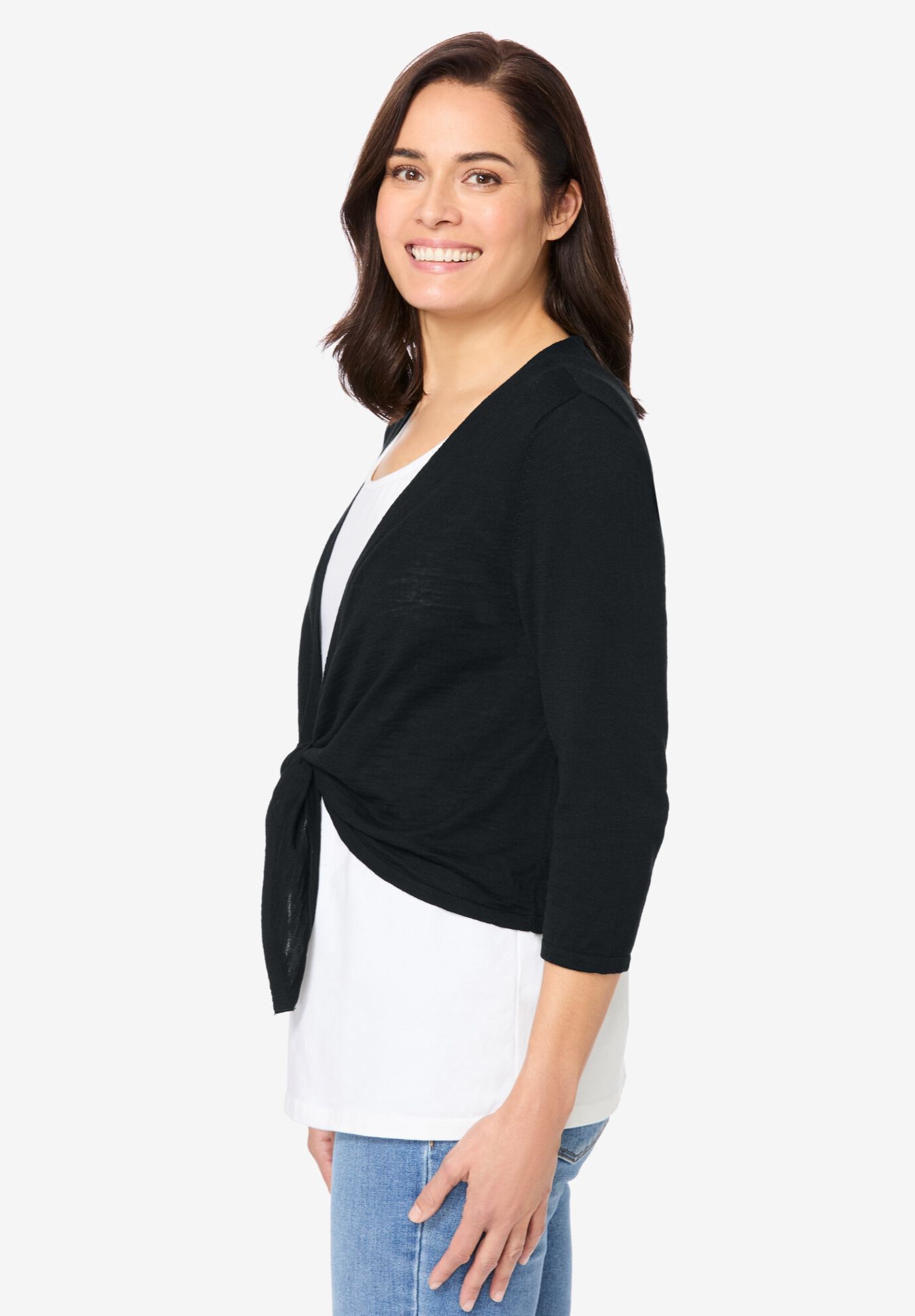 Versa-tie Cardigan, BLACK, alternate image number 2