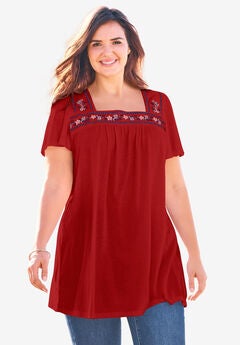 Embroidered Square Neck Tunic