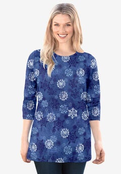 Perfect Printed Long-Sleeve Crewneck Tee