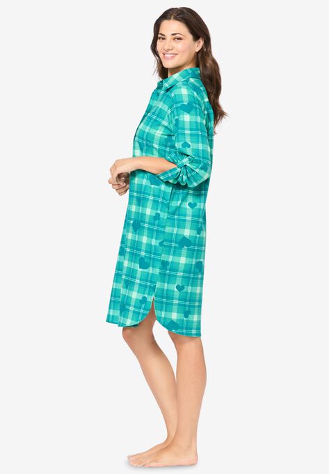 Sleepshirt in plaid flannel with button front, , alternate image number null